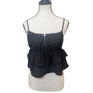 Black Babydoll Ruffle Cami | Soft Goth Fairycore Romantic | Wild Fable M